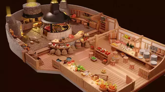 Tasty kitchen Buildings  Environment  Assets  made in Blender 3D