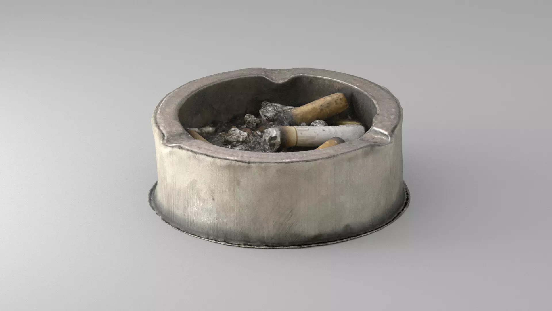 Photorealistic Dirty Ashtray with Cigarette Butts Free low-poly 3D model