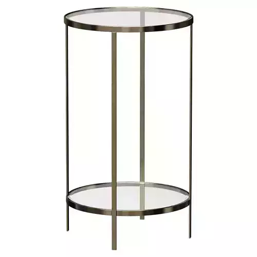 Round brass table bedside table made of aged brass and Ulupna 