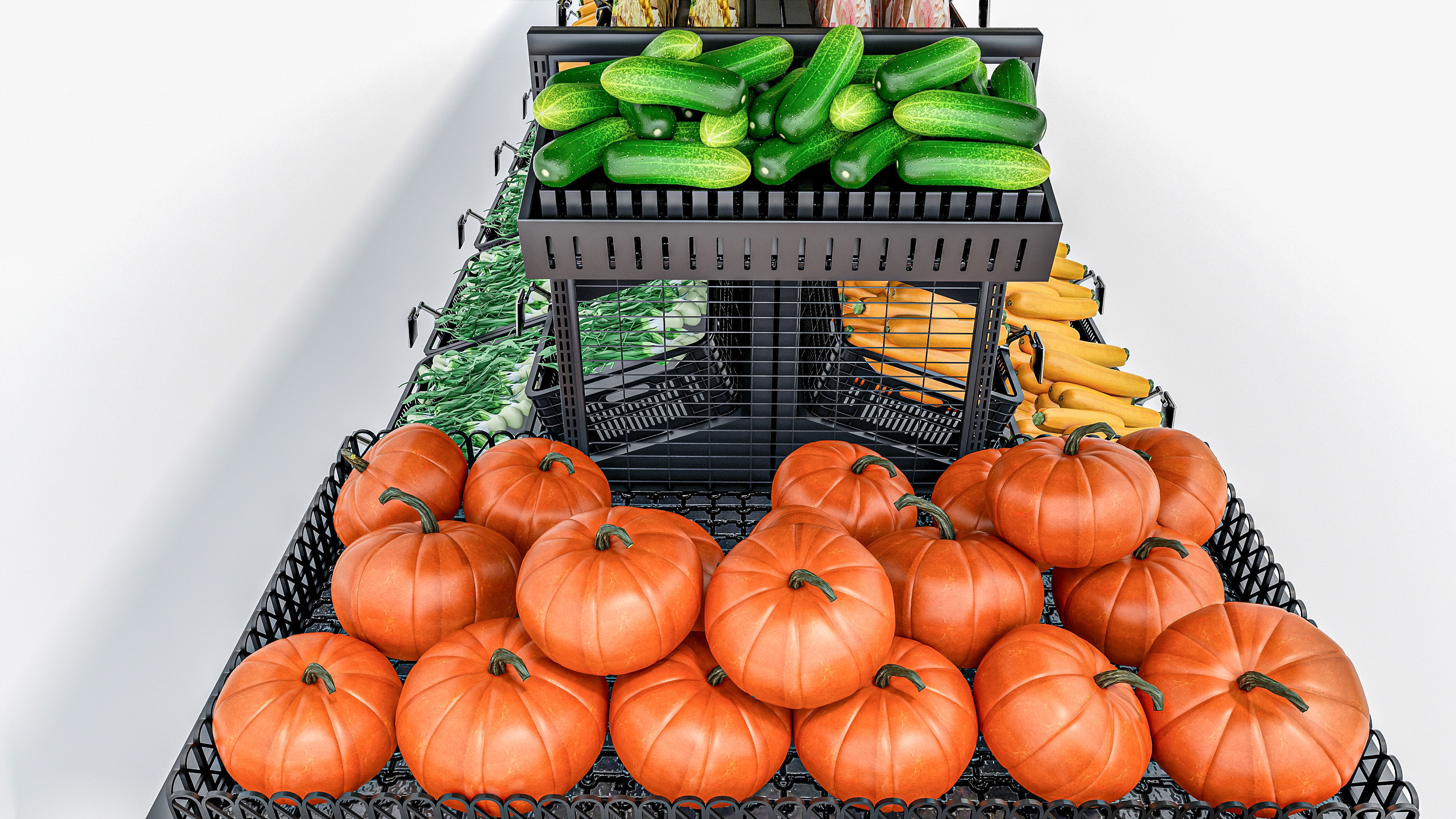 Fruits and vegetables Supermarket  Grocery store showcase 3D model_2