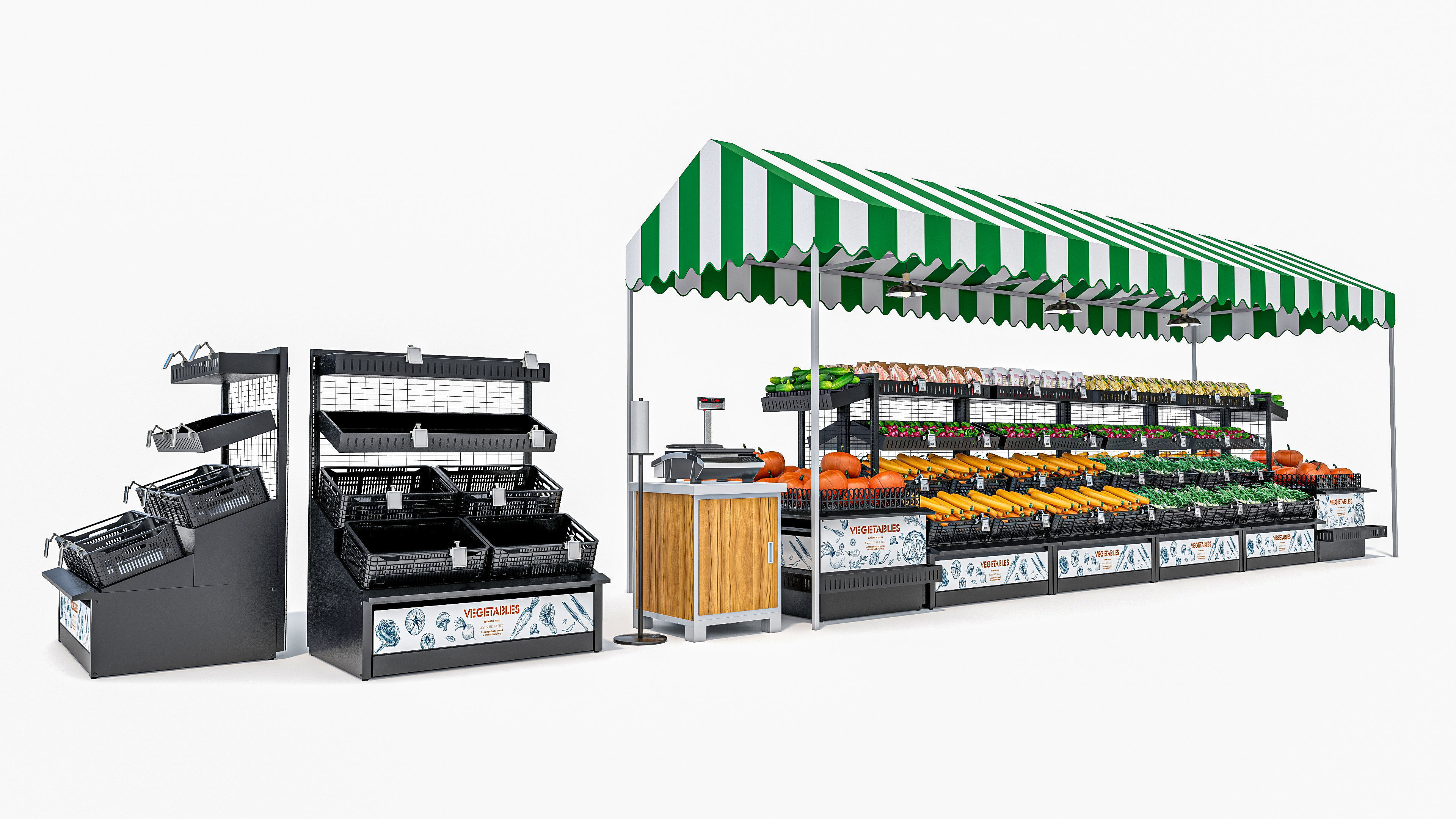 Fruits and vegetables Supermarket  Grocery store showcase 3D model_10