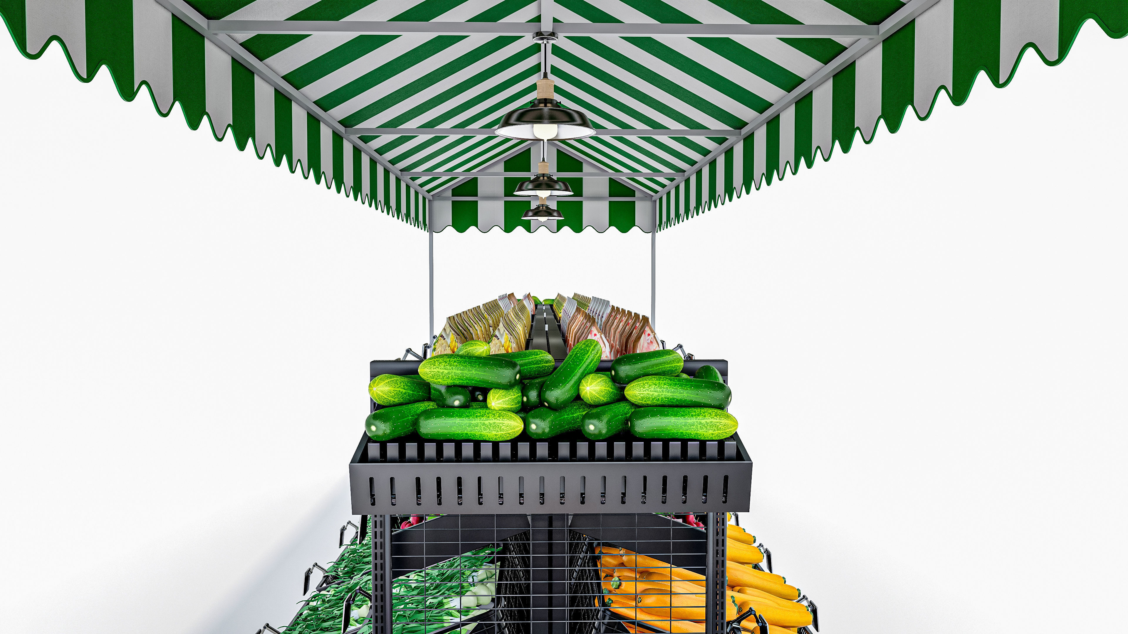 Fruits and vegetables Supermarket  Grocery store showcase 3D model_6