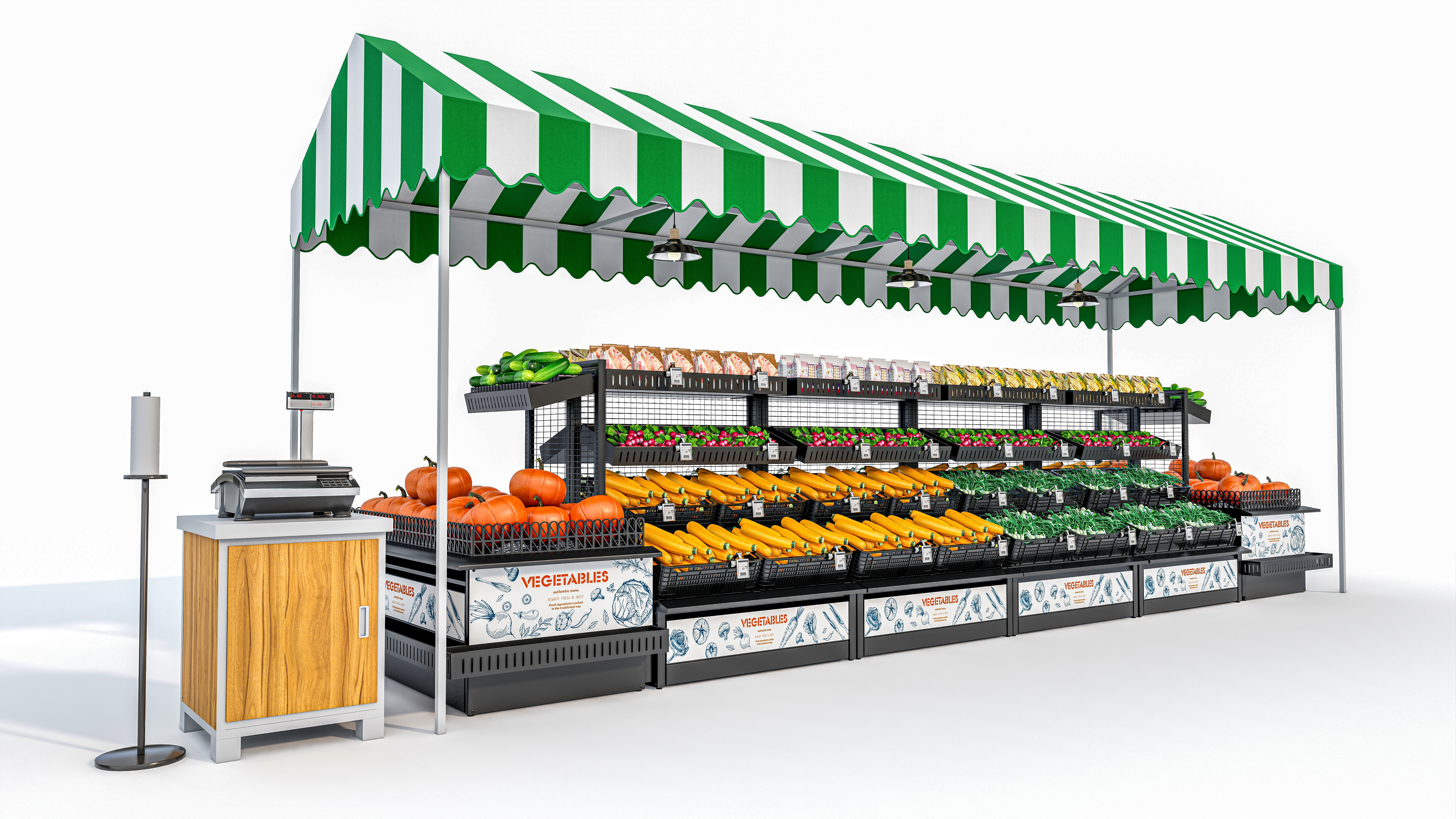 Fruits and vegetables Supermarket  Grocery store showcase 3D model_18