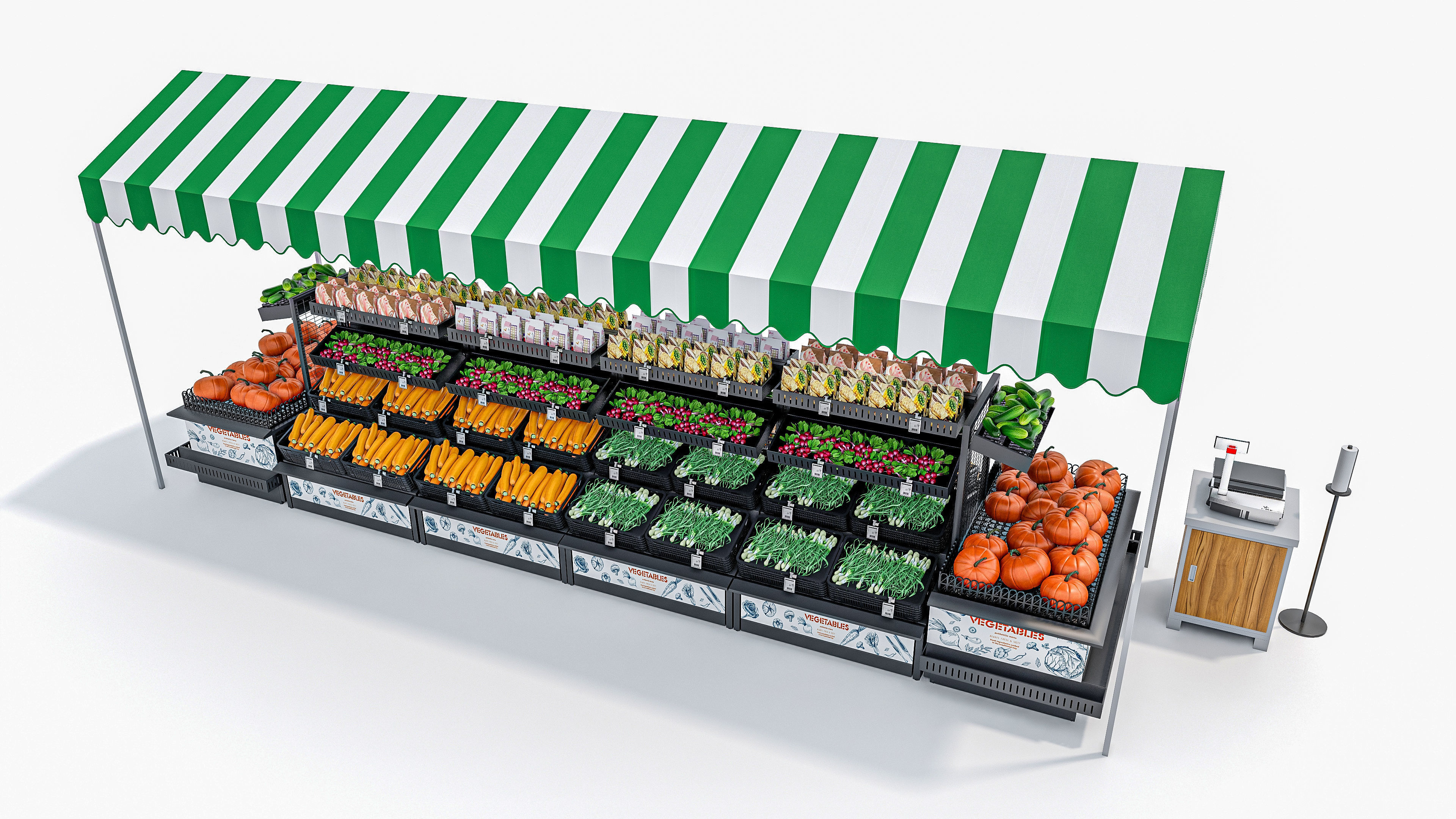 Fruits and vegetables Supermarket  Grocery store showcase 3D model_5