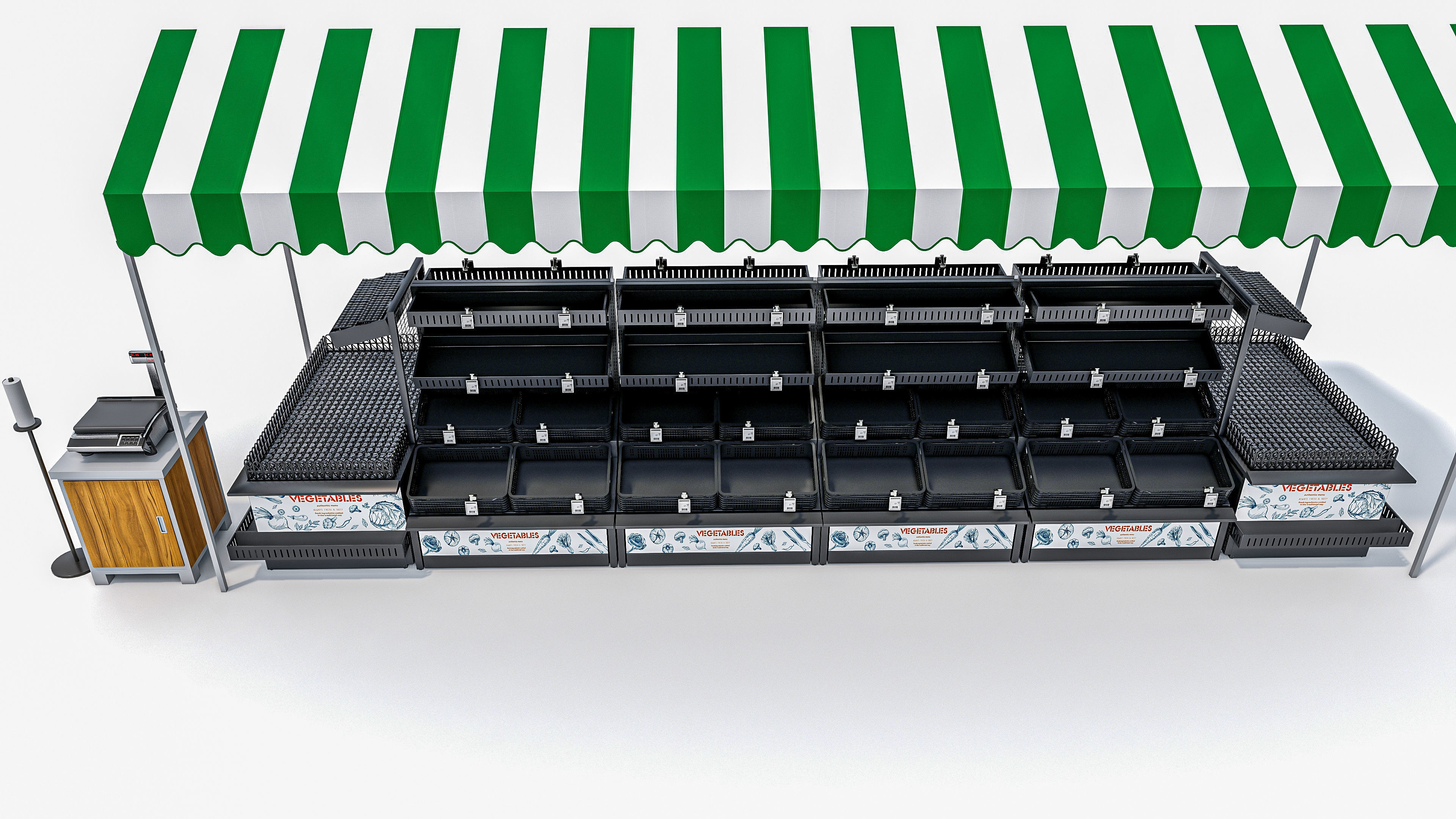 Fruits and vegetables Supermarket  Grocery store showcase 3D model_28