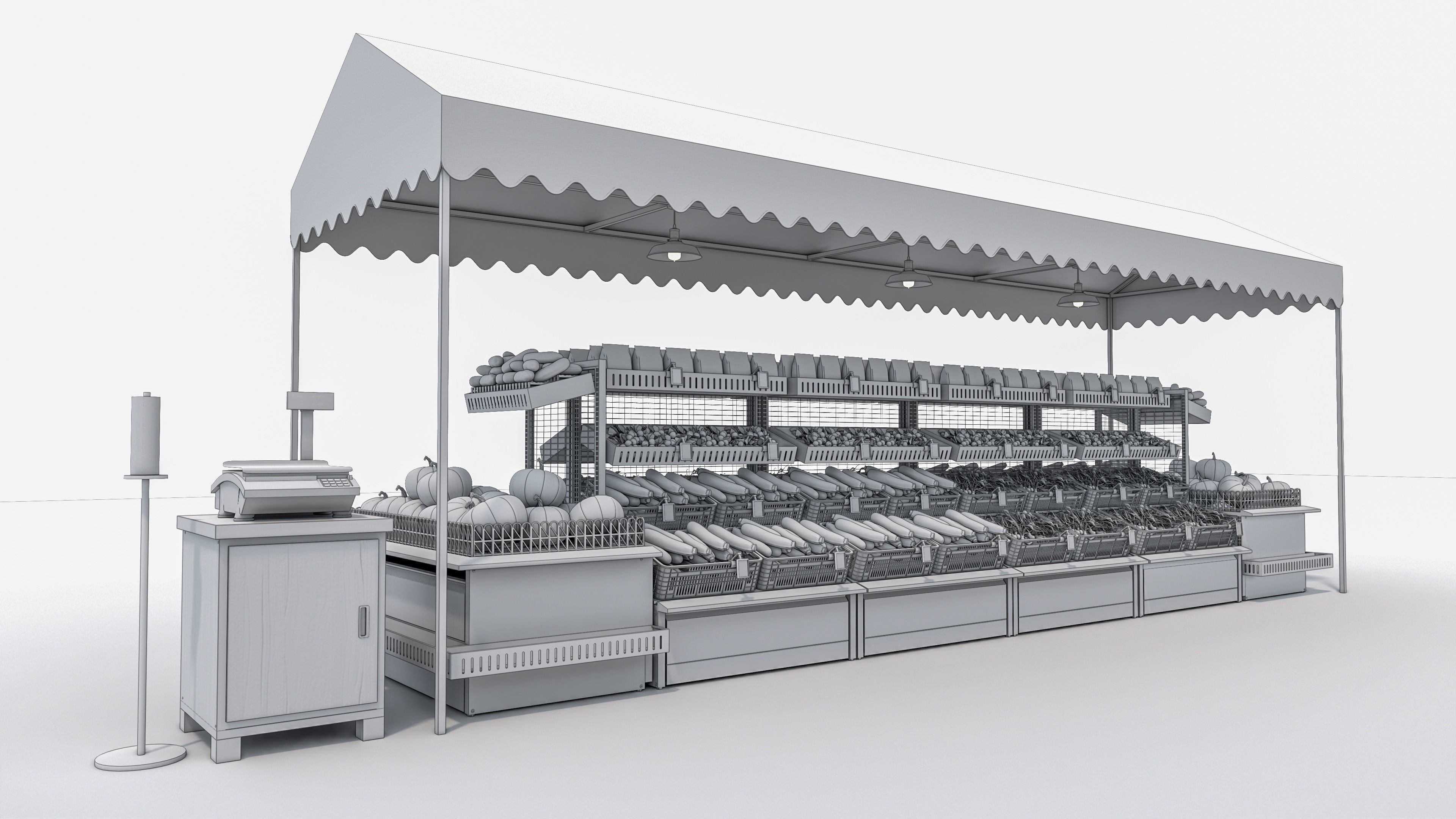Fruits and vegetables Supermarket  Grocery store showcase 3D model_30