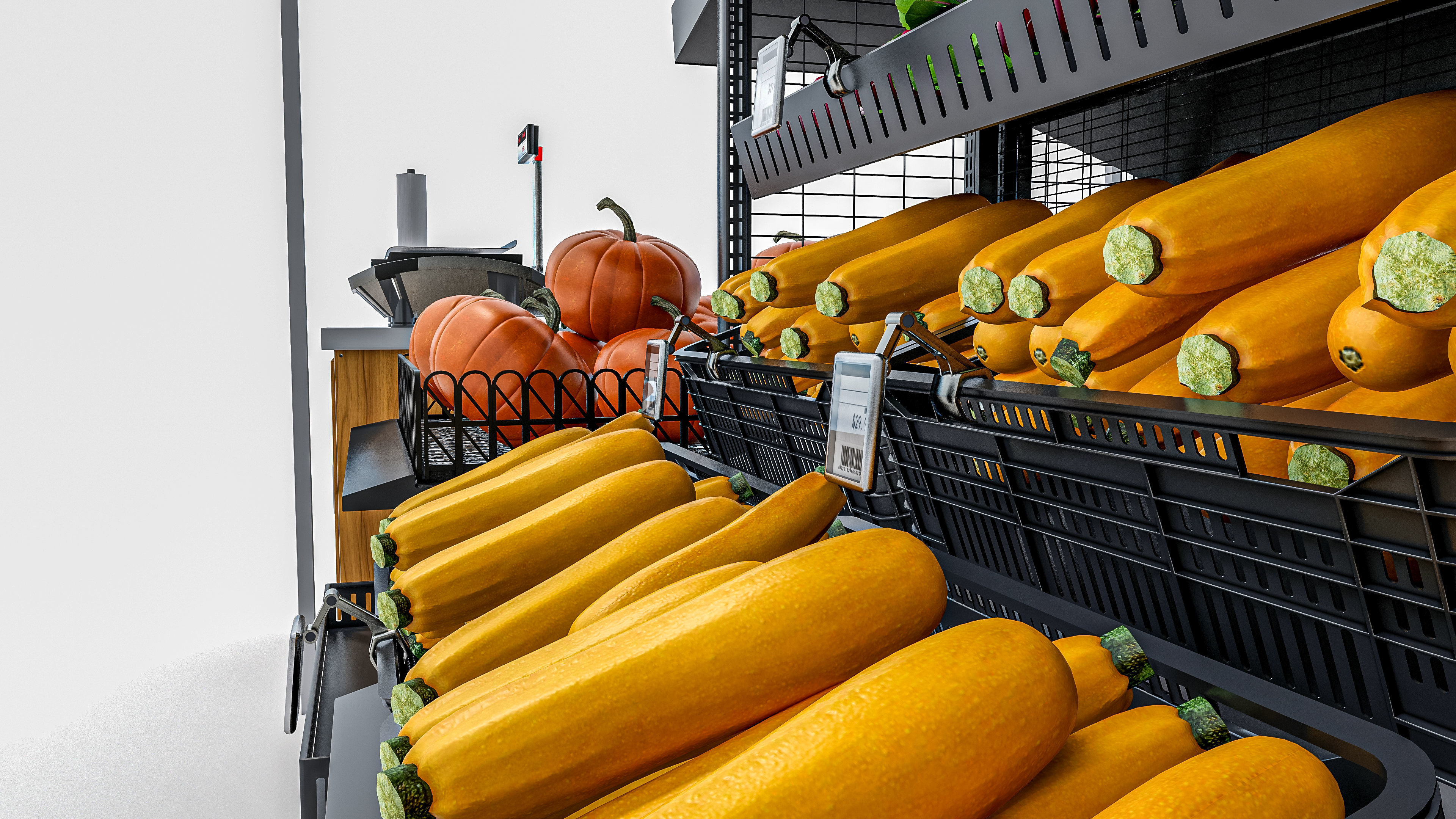 Fruits and vegetables Supermarket  Grocery store showcase 3D model_4