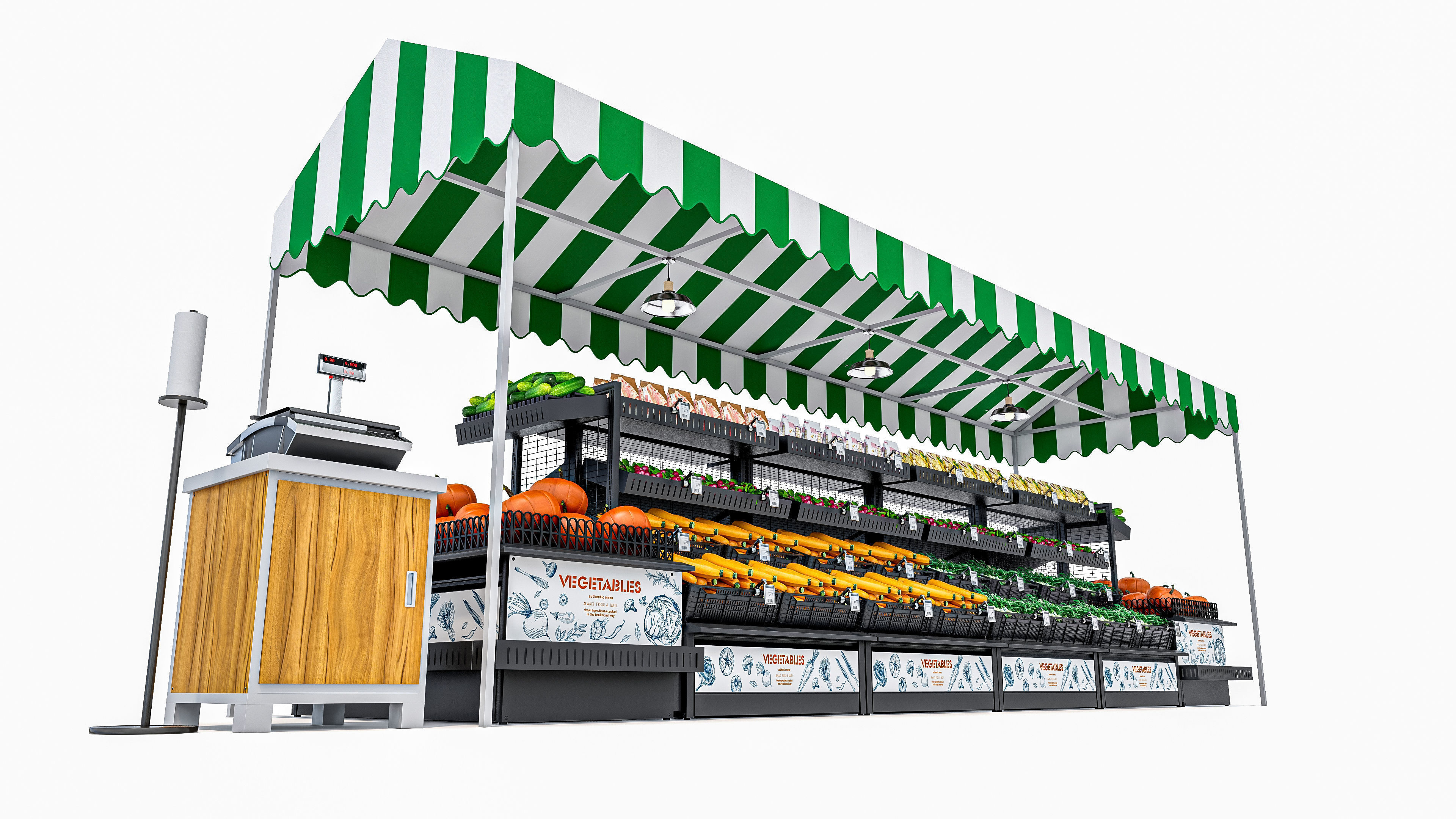 Fruits and vegetables Supermarket  Grocery store showcase 3D model_13