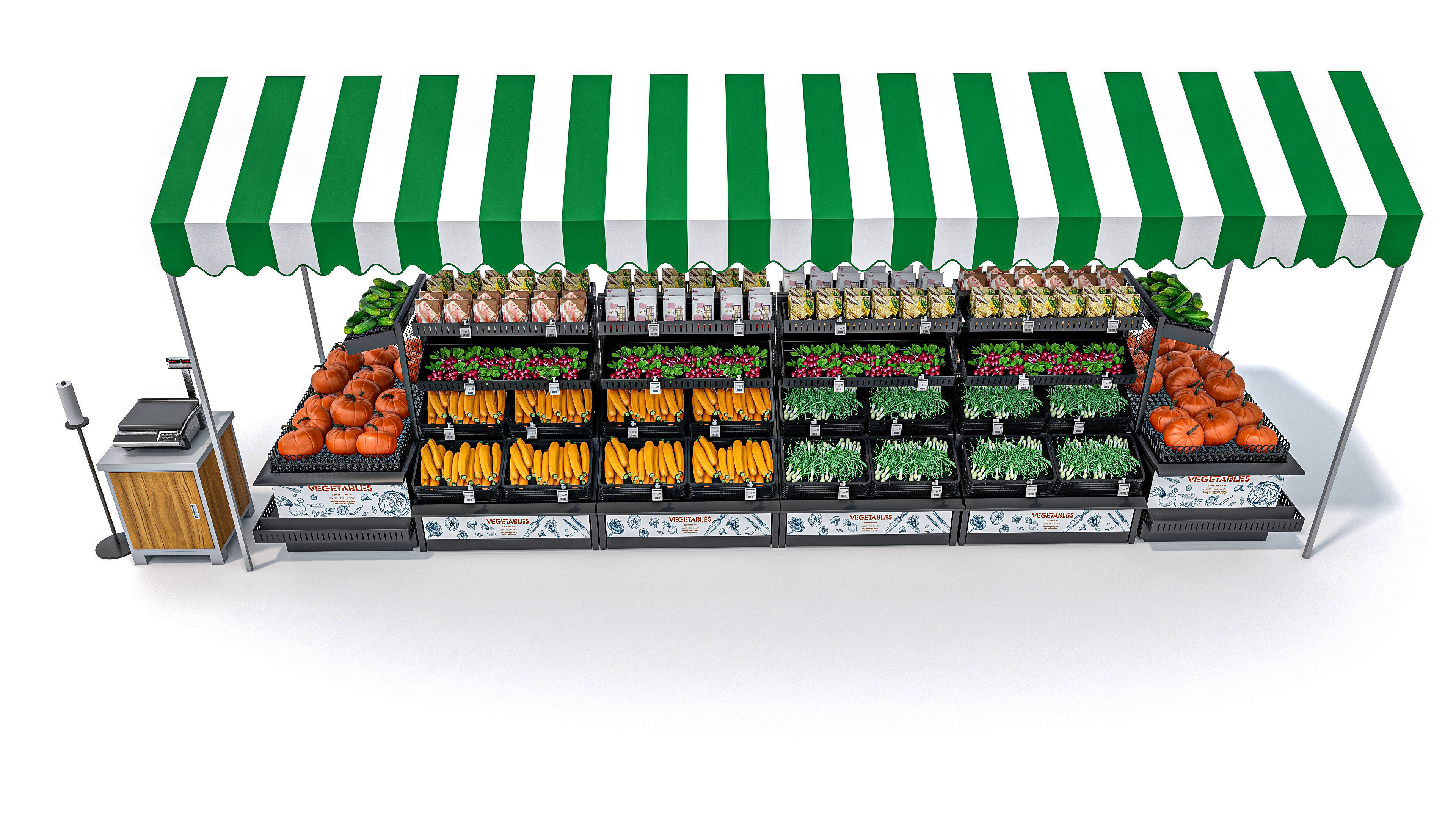 Fruits and vegetables Supermarket  Grocery store showcase 3D model_21