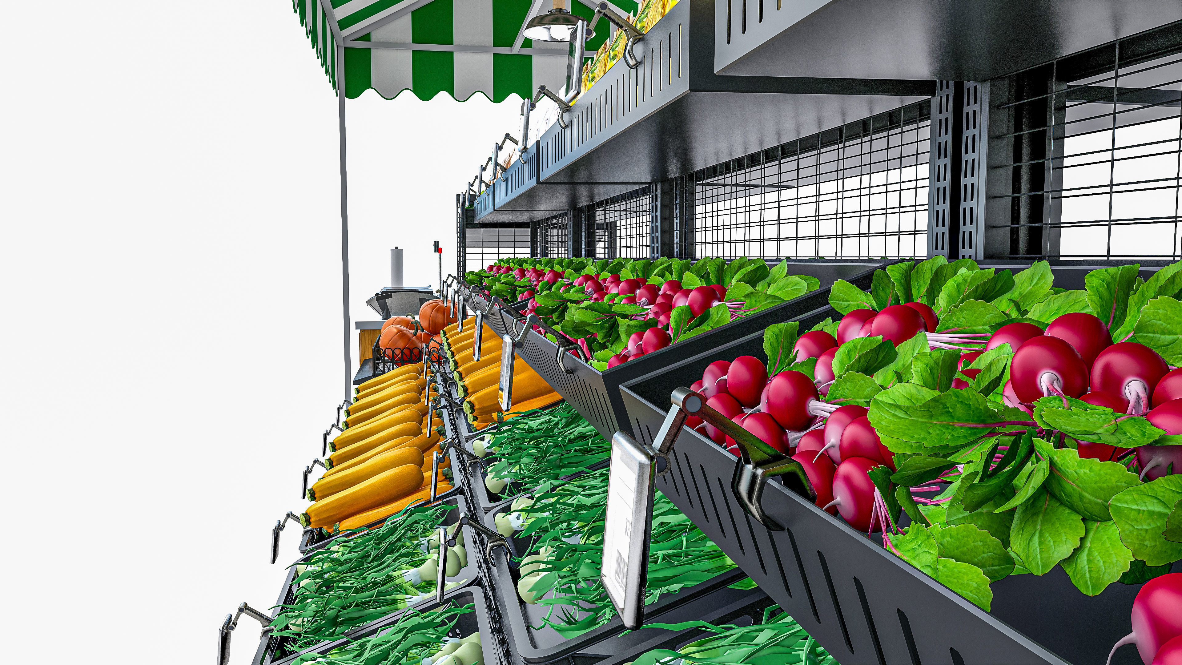 Fruits and vegetables Supermarket  Grocery store showcase 3D model_23
