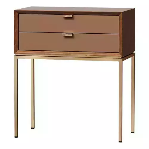 Walnut leather headboard table Delina