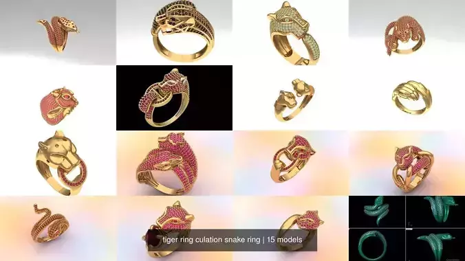 tiger ring culation snake ring 3D Model Collection