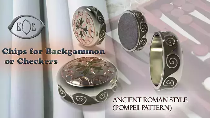 Chips Backgammon and Checkers Ancient Roman style 3D print model
