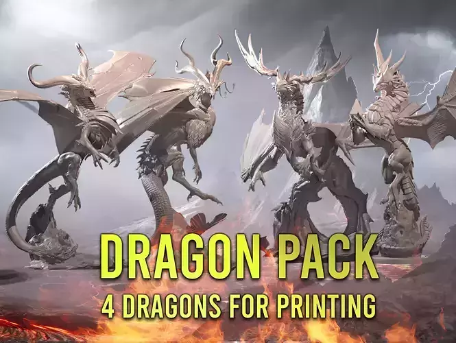 4 Dragon STL kits for printing