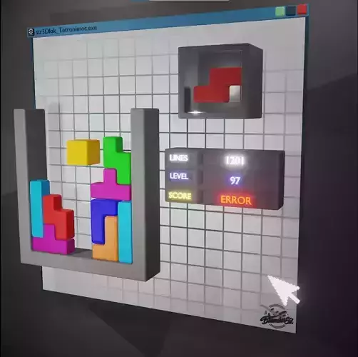 Animated Tetris Game Low-poly 3D model