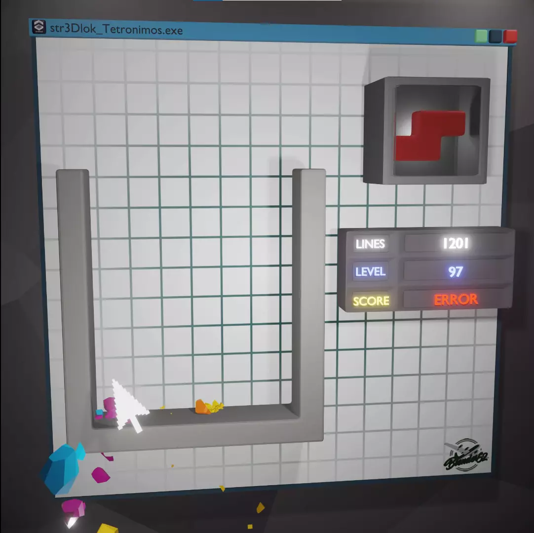 Animated Tetris Game Low-poly 3D model