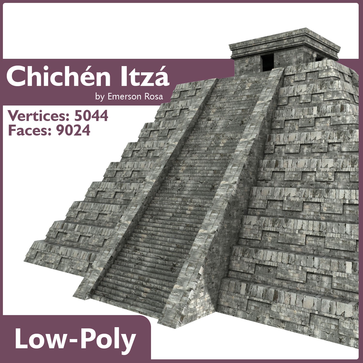 Chichen Itza Pyramid Low-poly 3D model_9