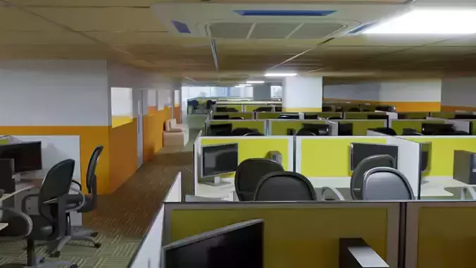 Modular Office Interior - Low Poly - Game Ready - PBR Low-poly 3D model