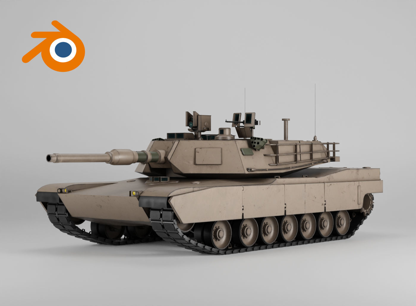 US Army M1A2 Abrams tank 3D model_7