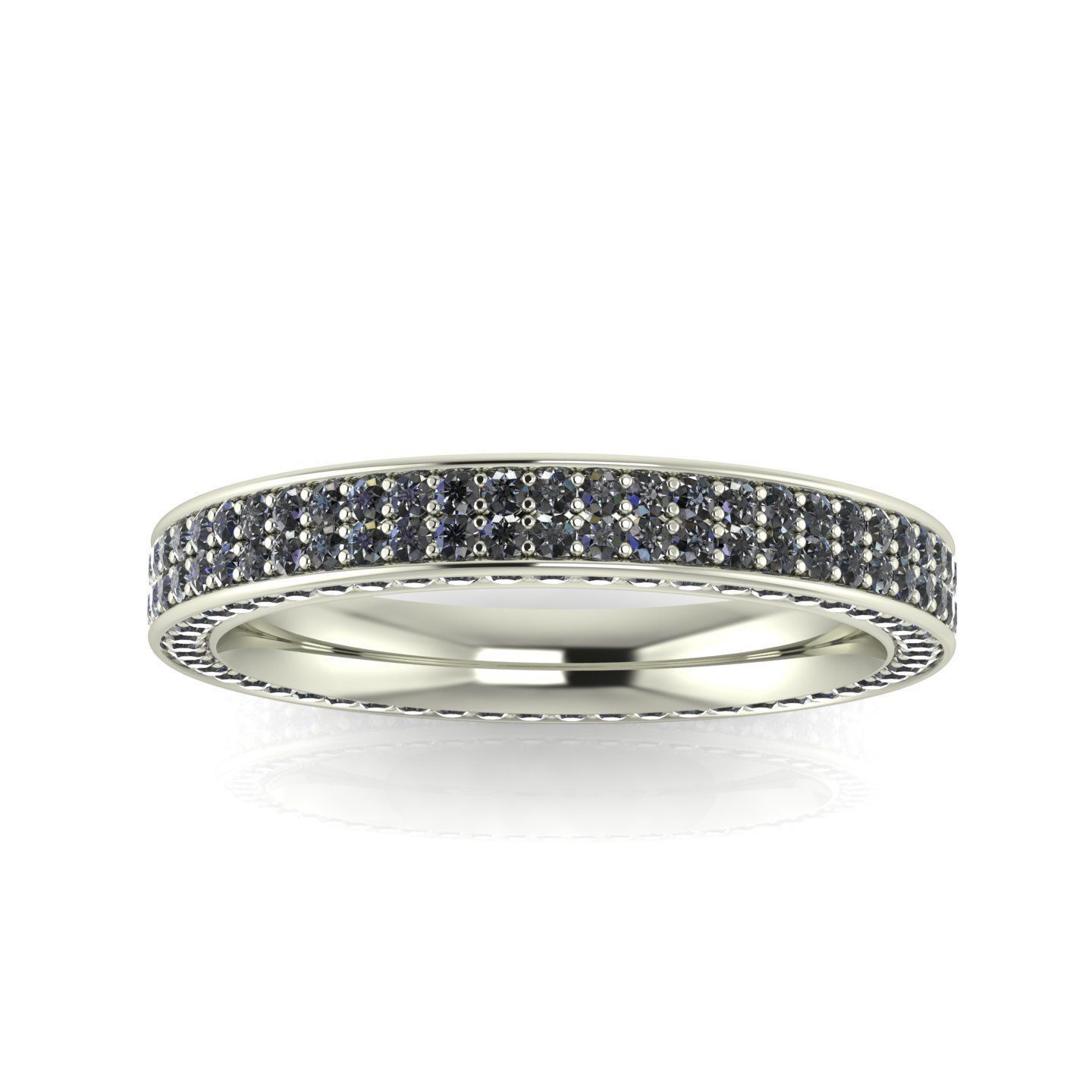 Full Channel Ring - Double Row Eternity Band with Pave Sides 3D print model_1