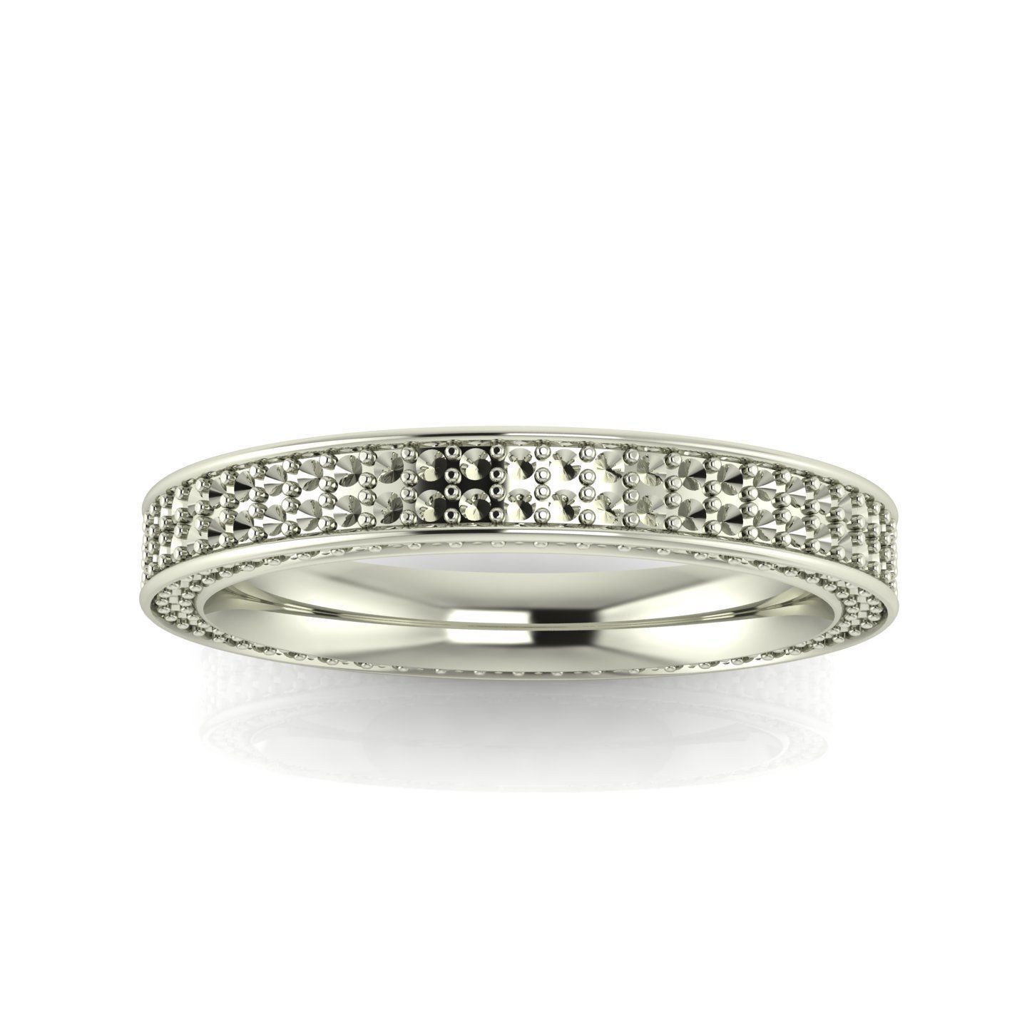 Full Channel Ring - Double Row Eternity Band with Pave Sides 3D print model_7