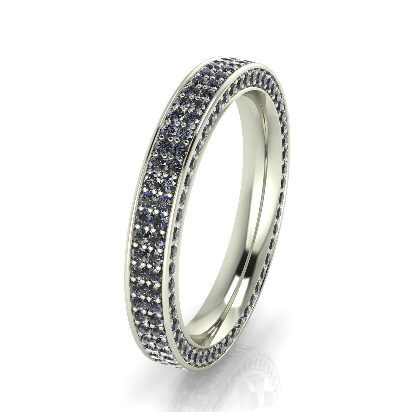 Full Channel Ring - Double Row Eternity Band with Pave Sides 3D print model_3