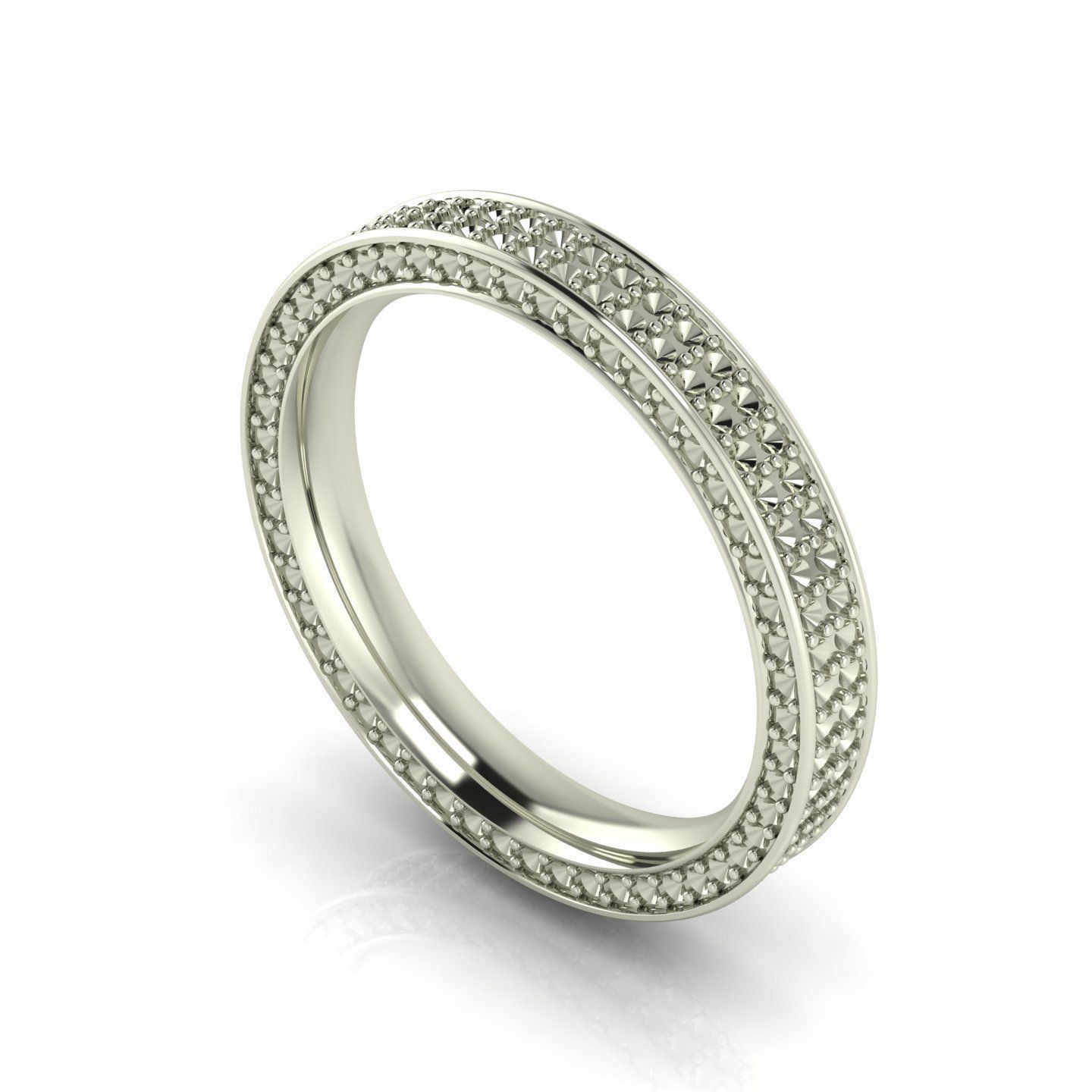 Full Channel Ring - Double Row Eternity Band with Pave Sides 3D print model_6