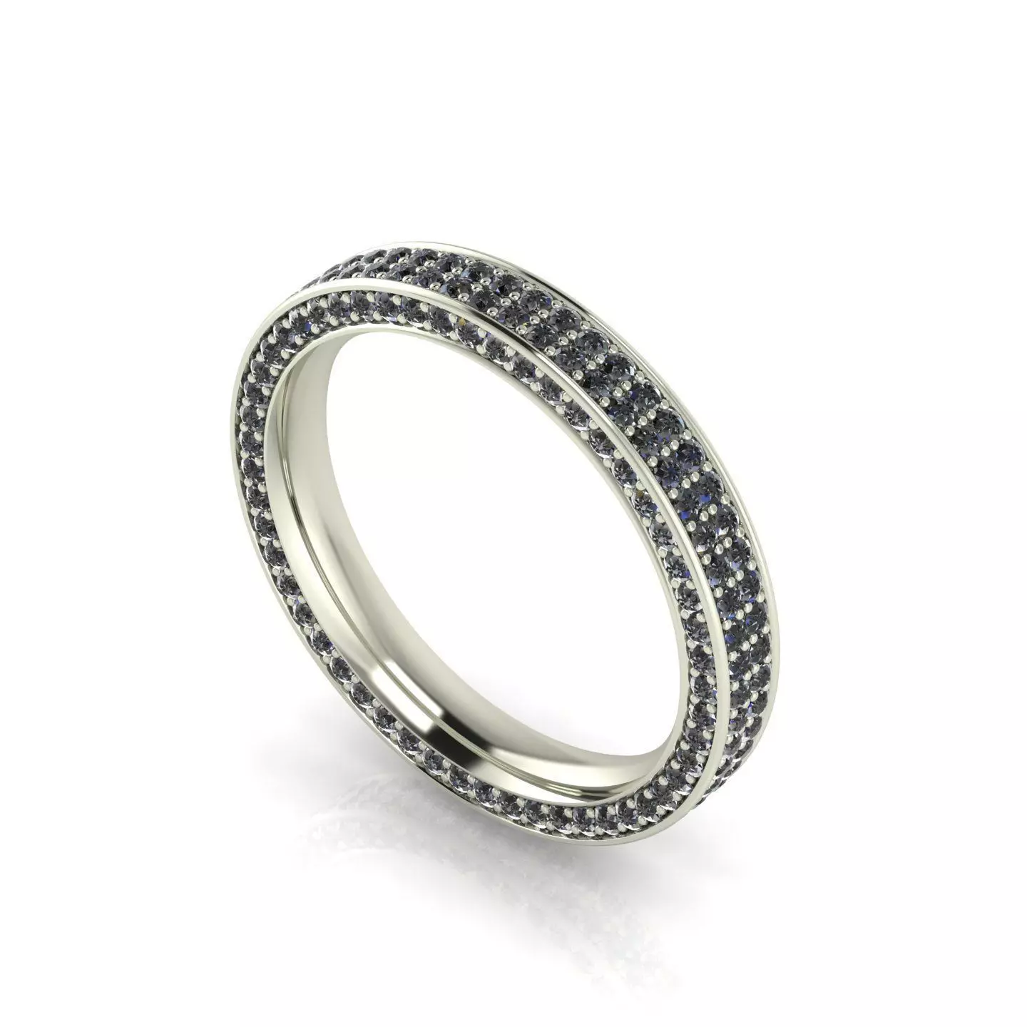 Full Channel Ring - Double Row Eternity Band with Pave Sides 3D print model_0