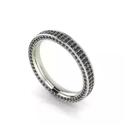Full Channel Ring - Double Row Eternity Band with Pave Sides