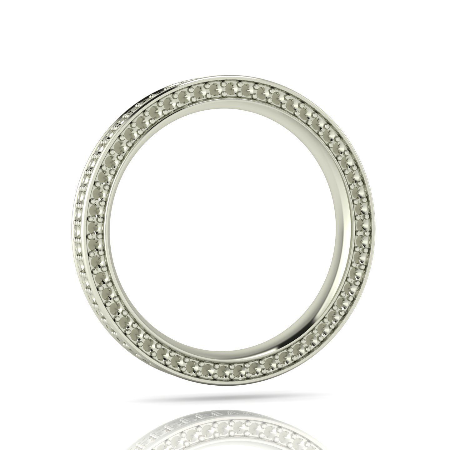 Full Channel Ring - Double Row Eternity Band with Pave Sides 3D print model_8