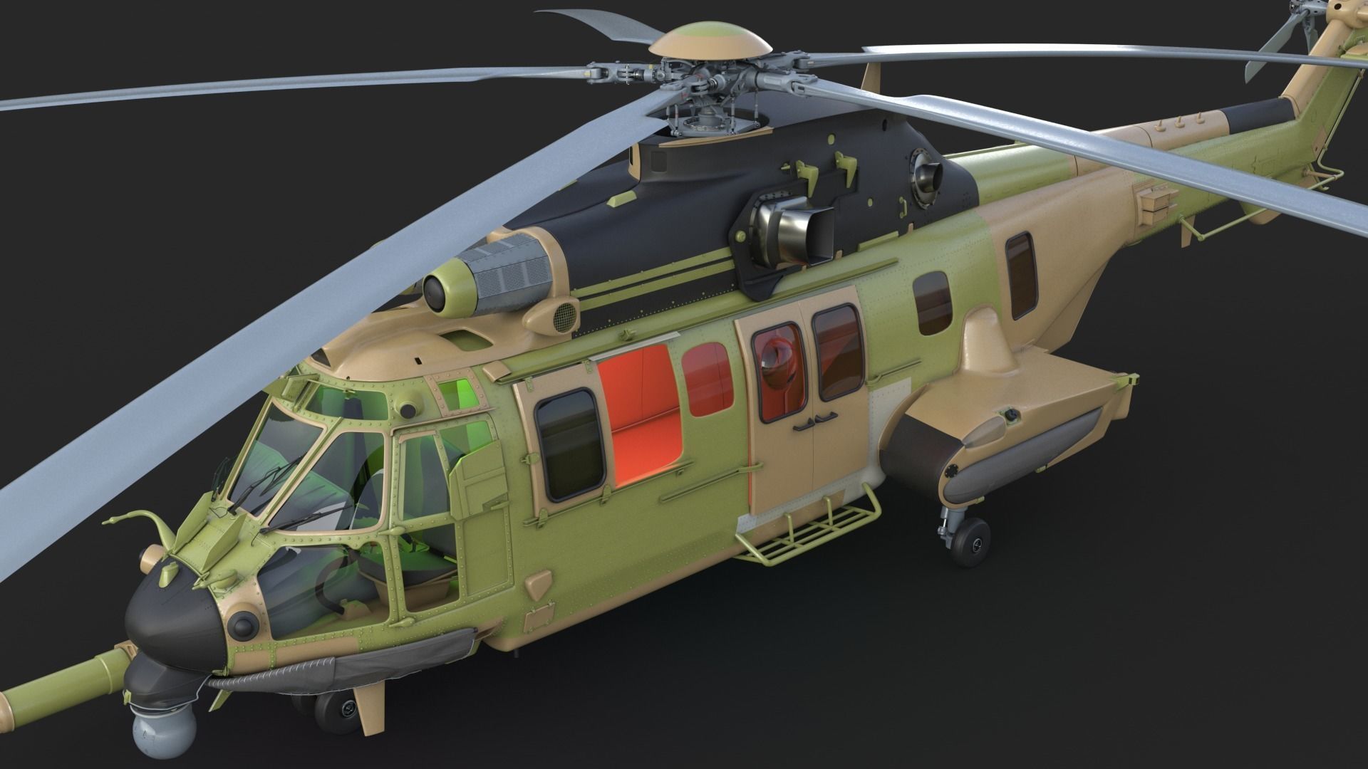 Eurocopter H225M Cougar 3ds max Vray 3D model_8