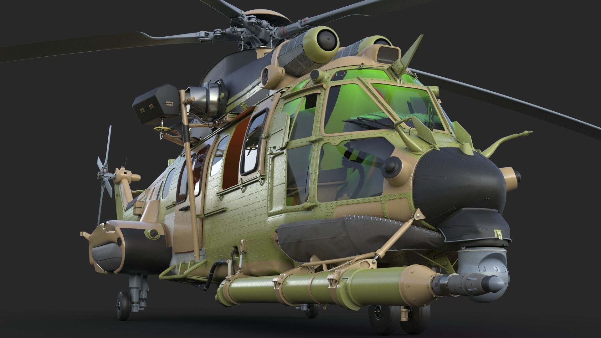 Eurocopter H225M Cougar 3ds max Vray 3D model_5