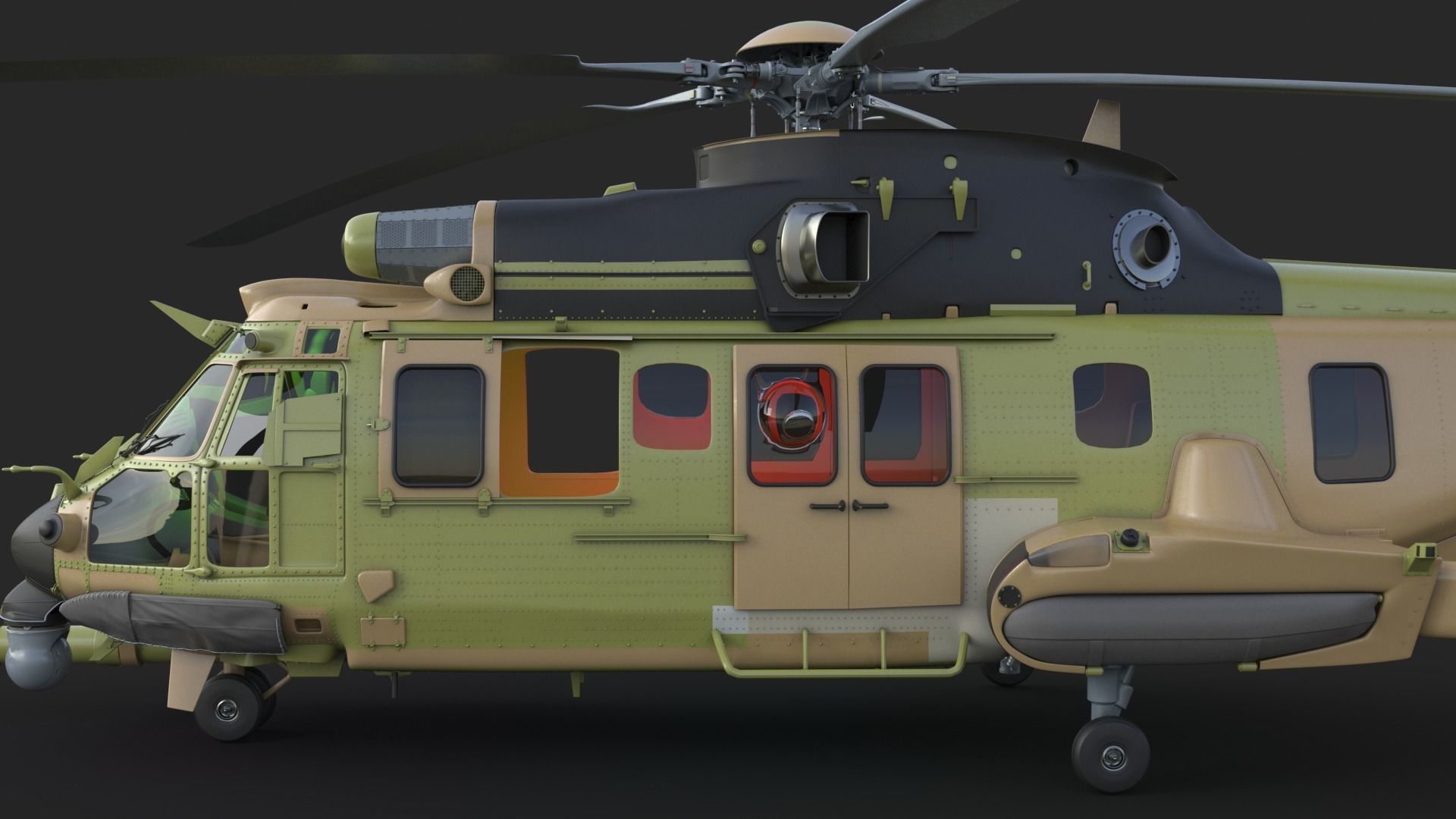 Eurocopter H225M Cougar 3ds max Vray 3D model_9