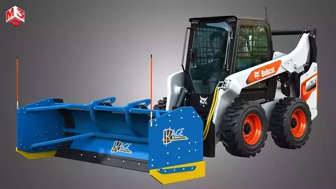 S76 Skid Steer Loader - Kage SnowFire Plow System 3D model