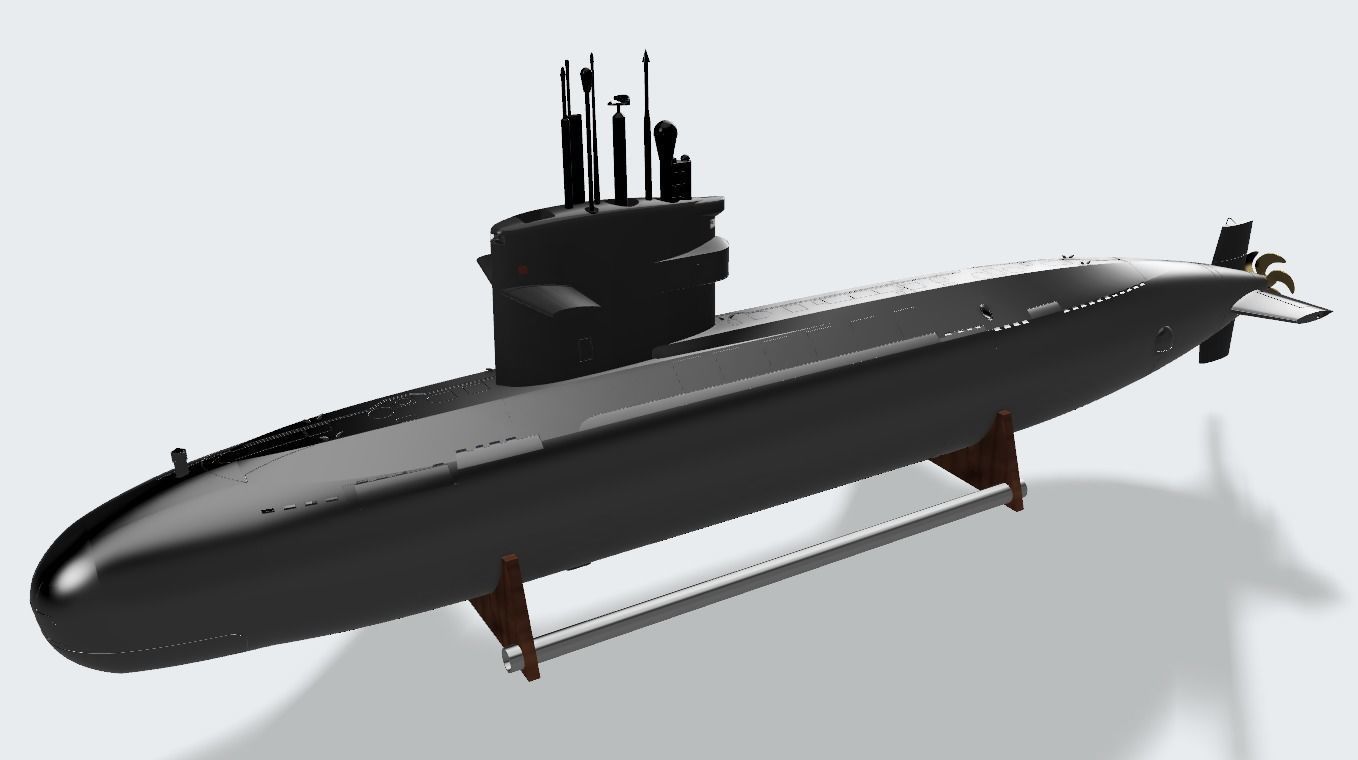 Swordfish class submarine 1-100 scale for RC with WTC parts 3D print model_6