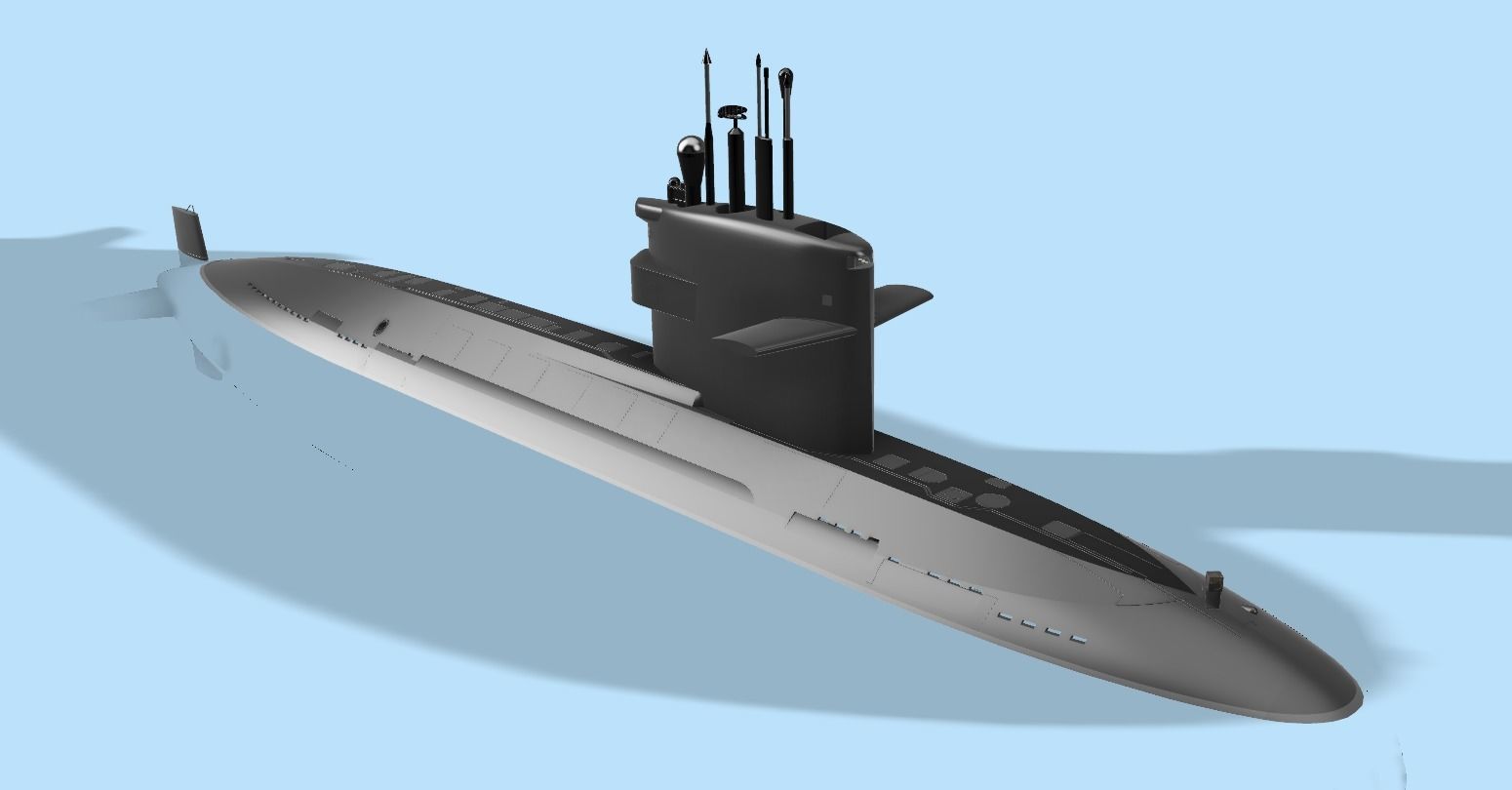 Swordfish class submarine 1-100 scale for RC with WTC parts 3D print model_5