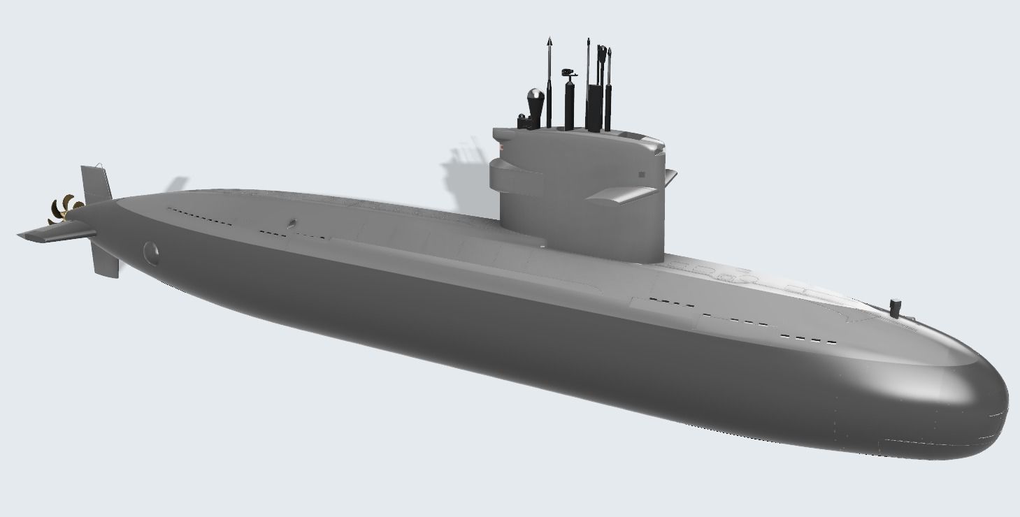 Swordfish class submarine 1-100 scale for RC with WTC parts 3D print model_3