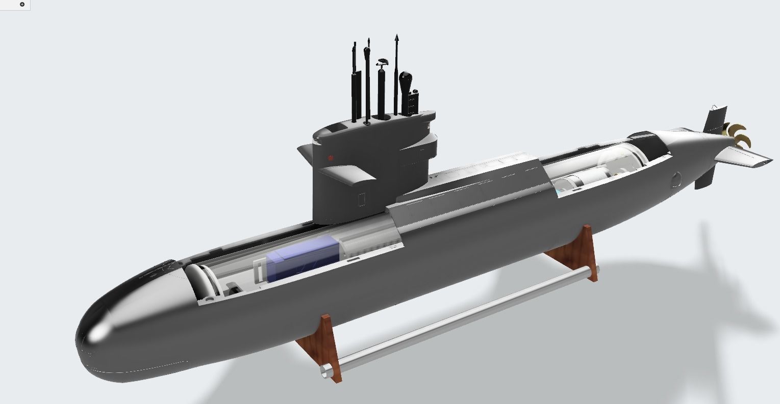 Swordfish class submarine 1-100 scale for RC with WTC parts 3D print model_7