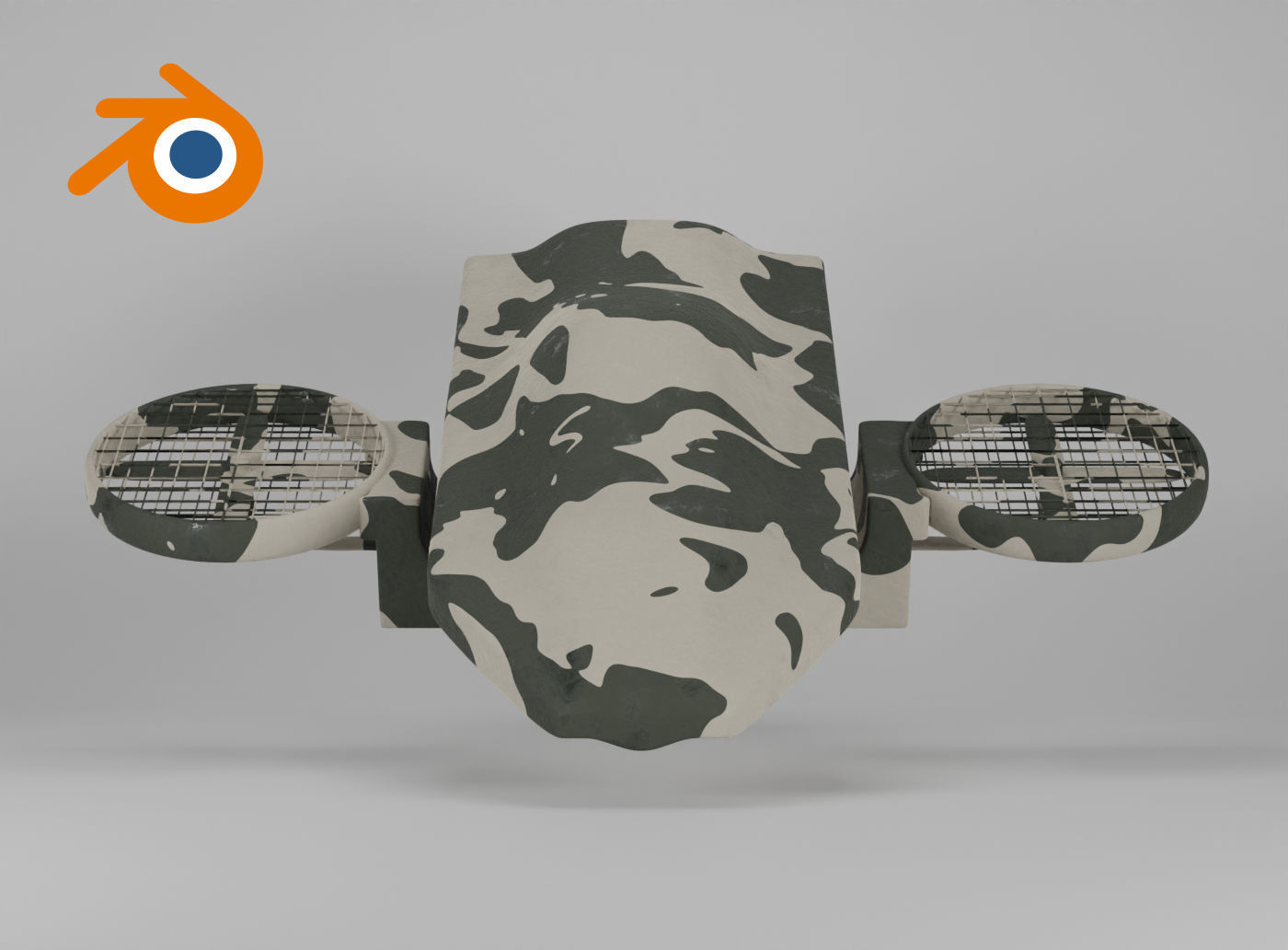 Military drone with propellers painted in camouflage 3D model_4