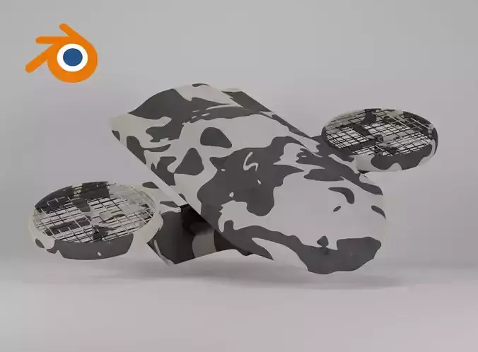 Military drone with propellers painted in camouflage 3D model