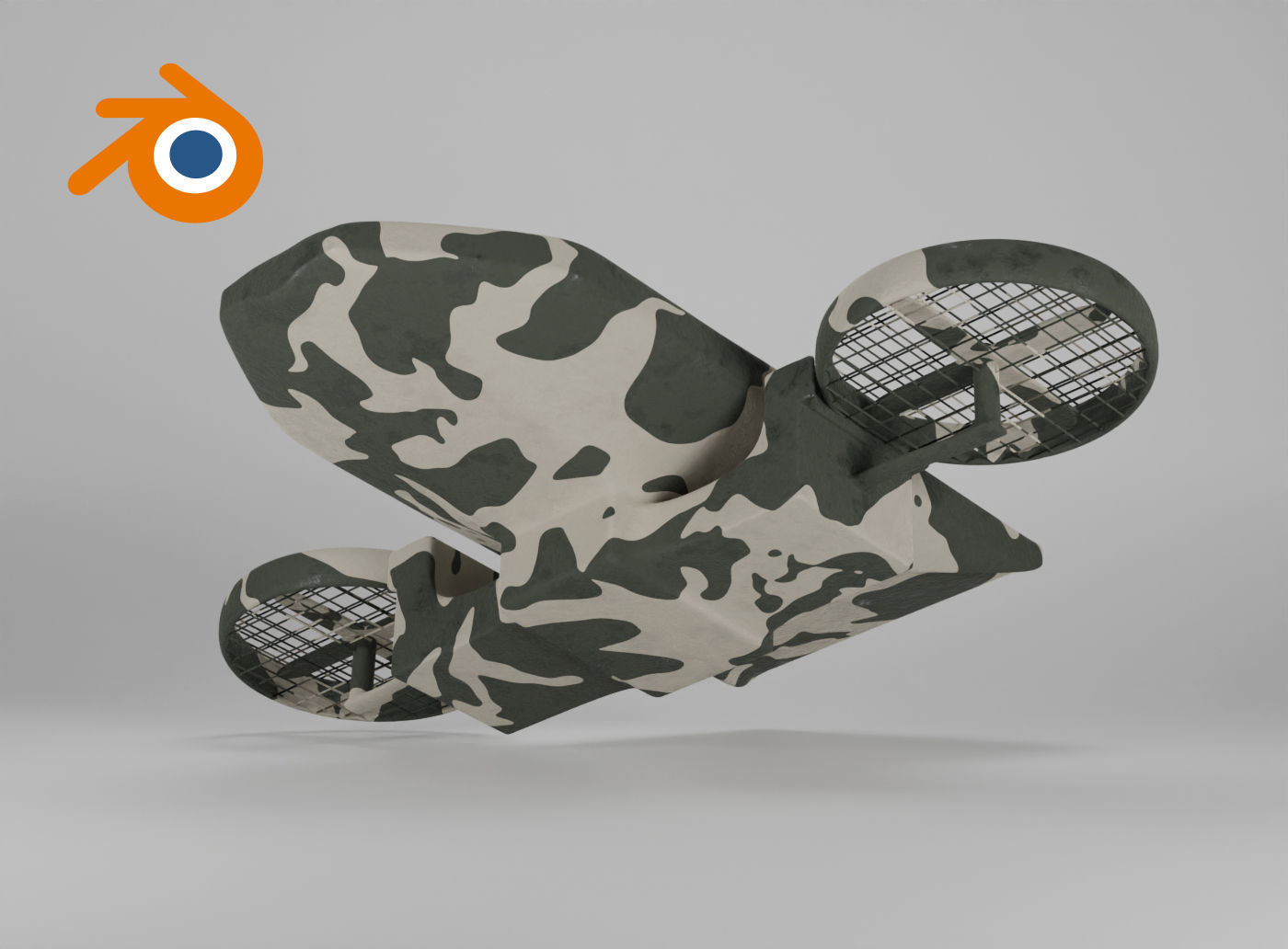 Military drone with propellers painted in camouflage 3D model_3