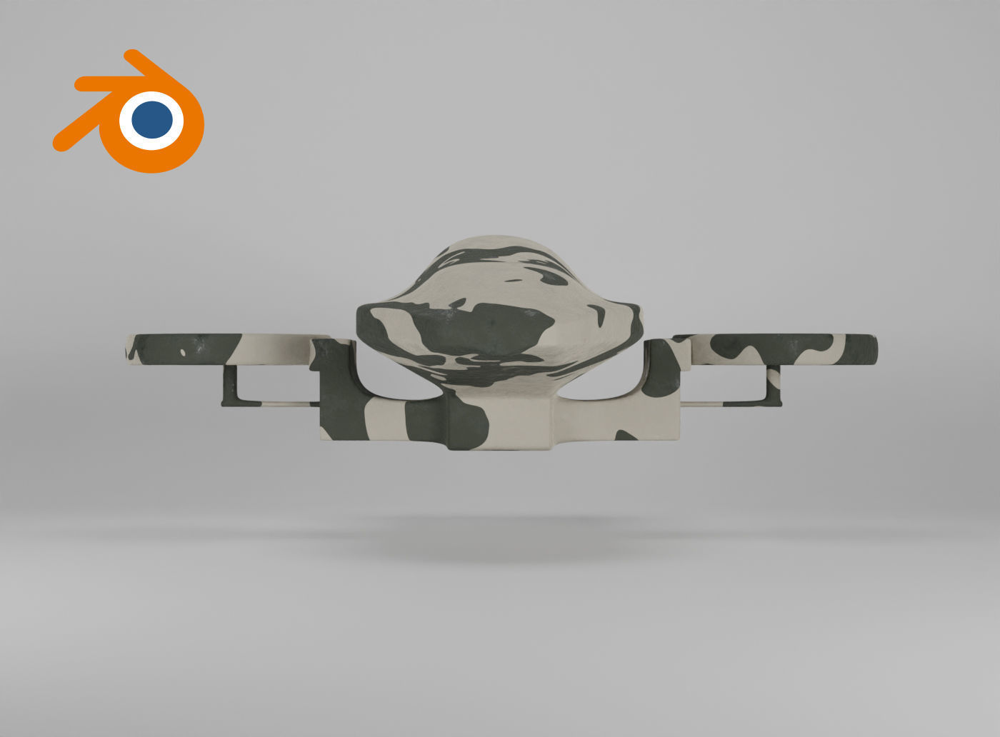 Military drone with propellers painted in camouflage 3D model_6