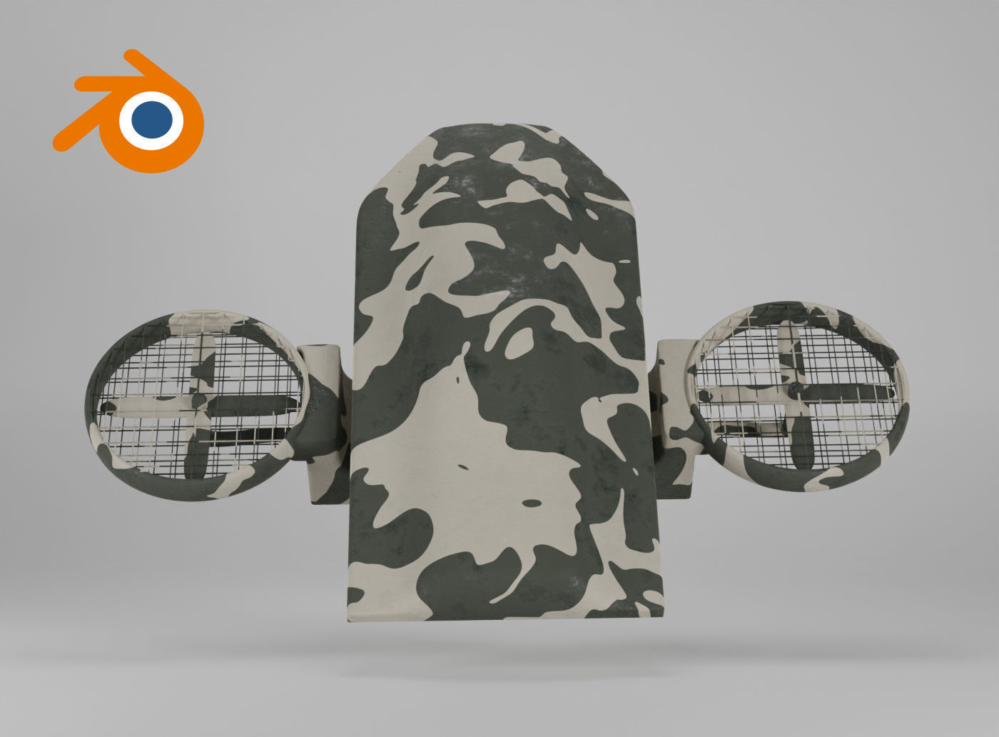 Military drone with propellers painted in camouflage 3D model_2