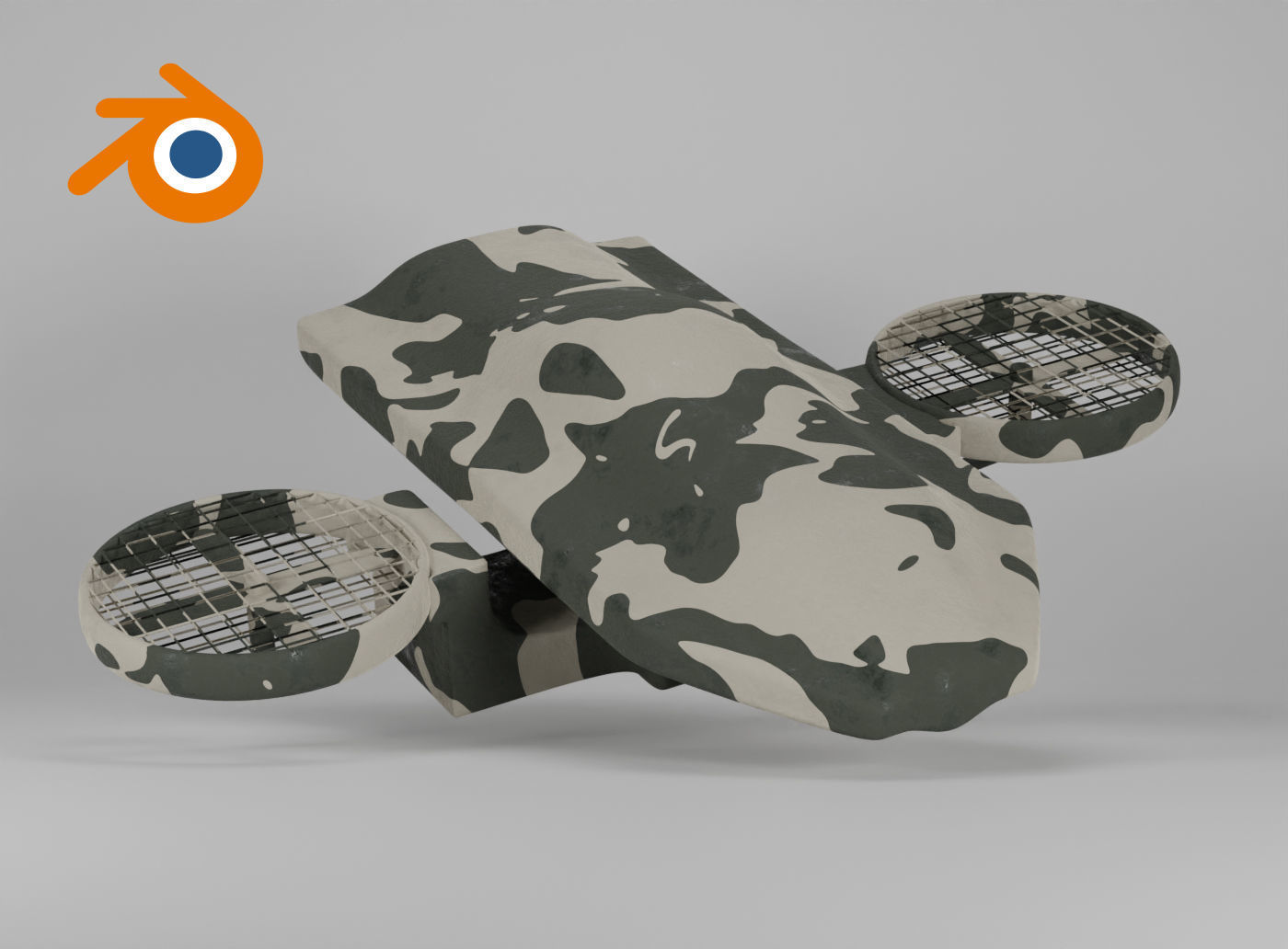 Military drone with propellers painted in camouflage 3D model_5