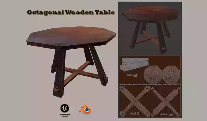 Octagonal wood table
