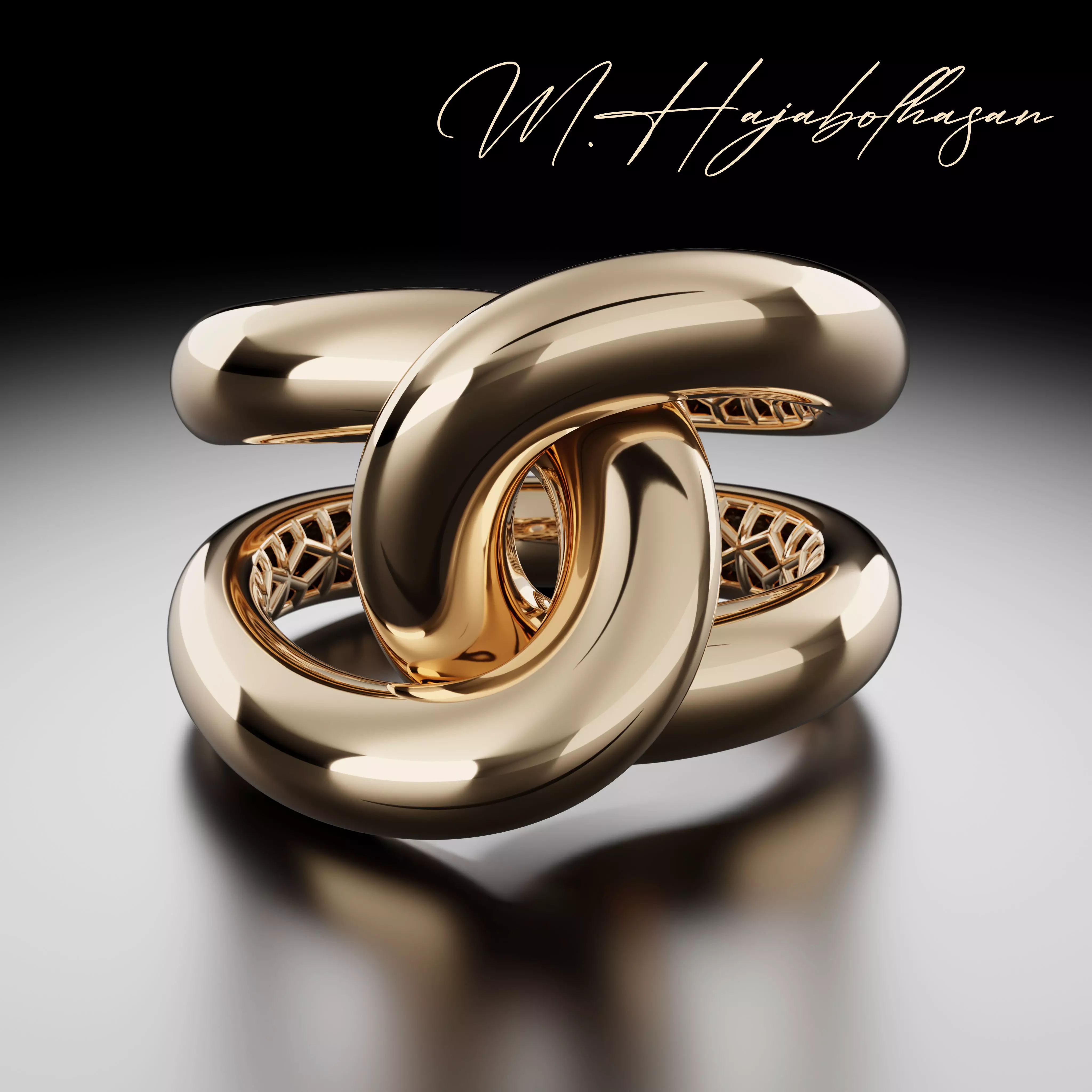 Knot gold ring 3D print model_0
