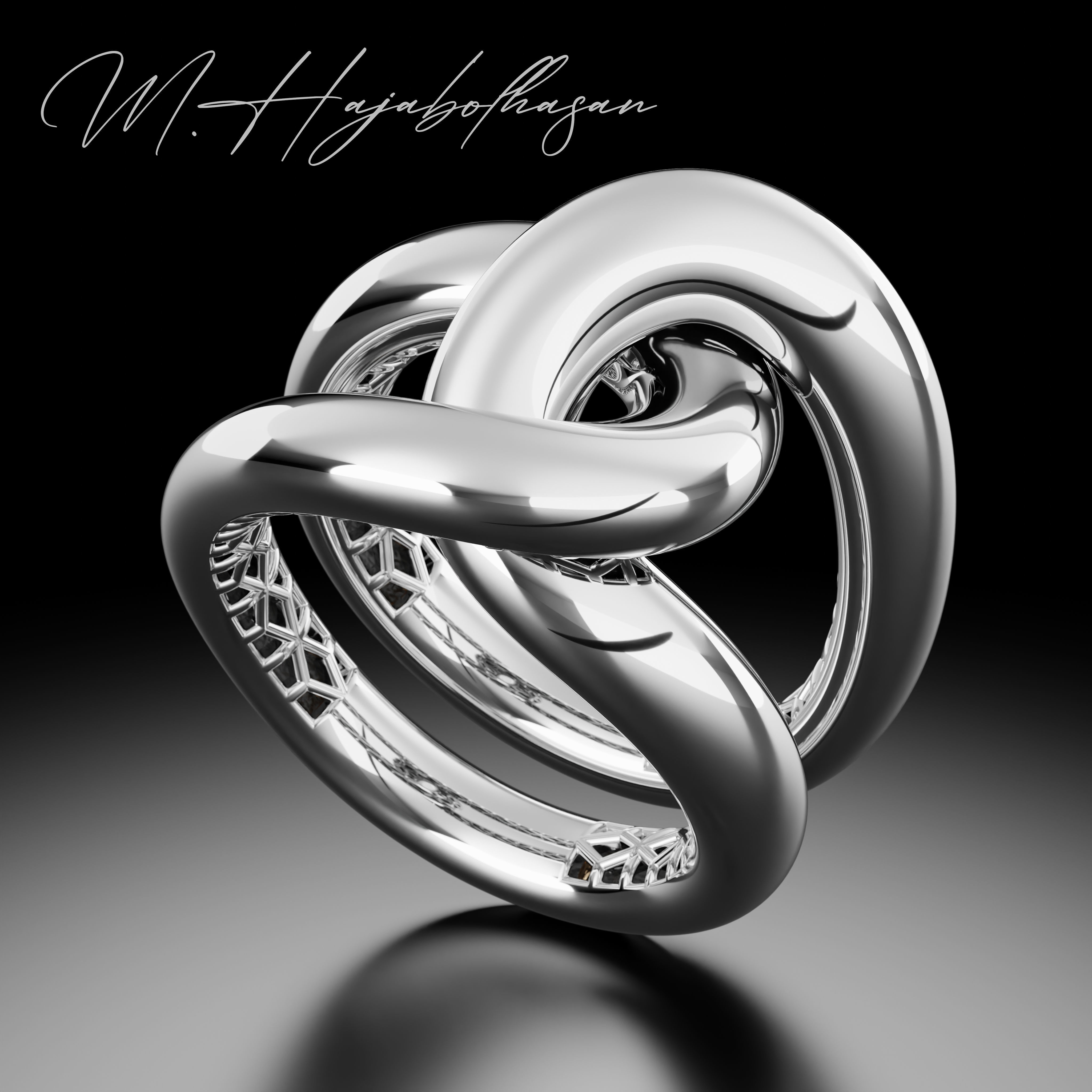 Knot gold ring 3D print model_2