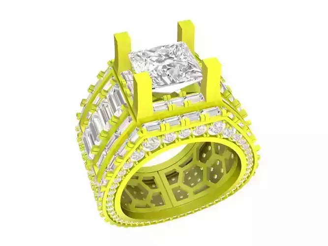 A7638 Korean Style Princess Diamond Men Ring 3D Model