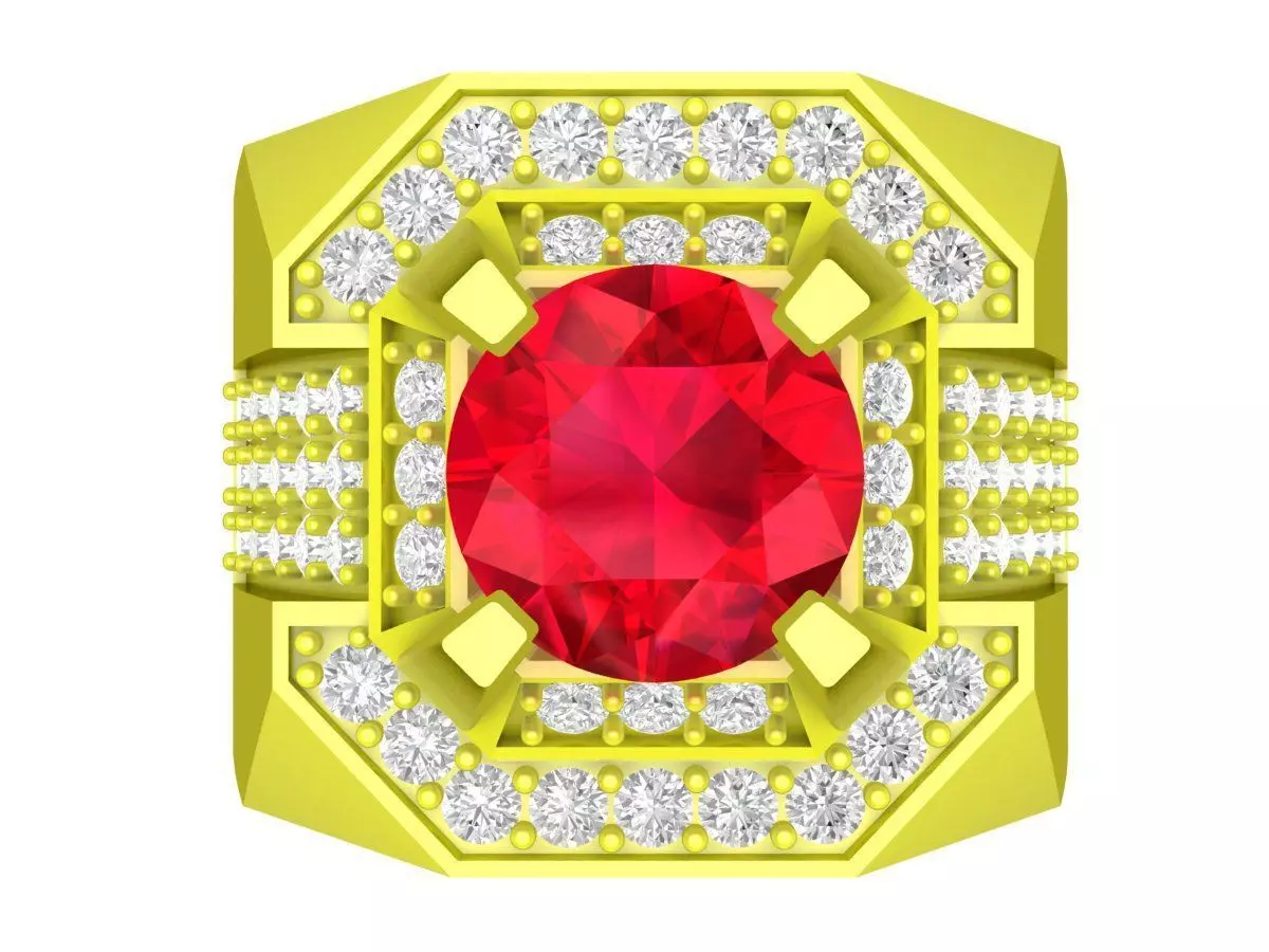 A7642 Korean Style Luxury Diamond Men Ring 3D Model 3D print model