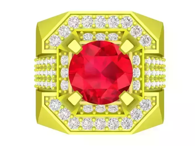 A7642 Korean Style Luxury Diamond Men Ring 3D Model